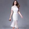 2018 Fashion New Design Hollow Out Short Sleeve Lace Dress